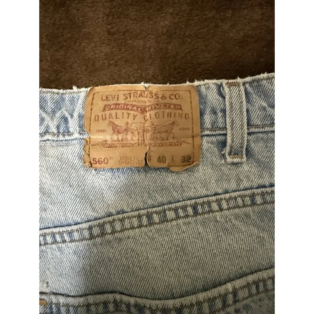 Levi's 560 Jeans Men's 40x32 Loose Fit Light‎ Wash Tapered Leg Denim Vintage 90s
